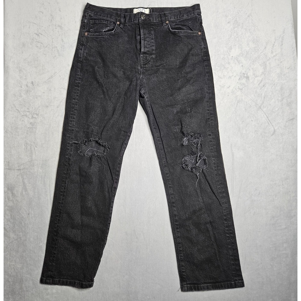 Free People We The Free Jeans Womens 30 (Fits 33x28) Black Distressed Straight‎